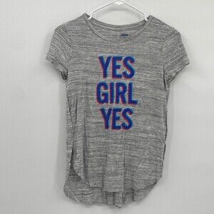 Old Navy Gray Space Dye Workout Shirt Yes Girl Yes L 10-12 Dolphin Hem Tunic